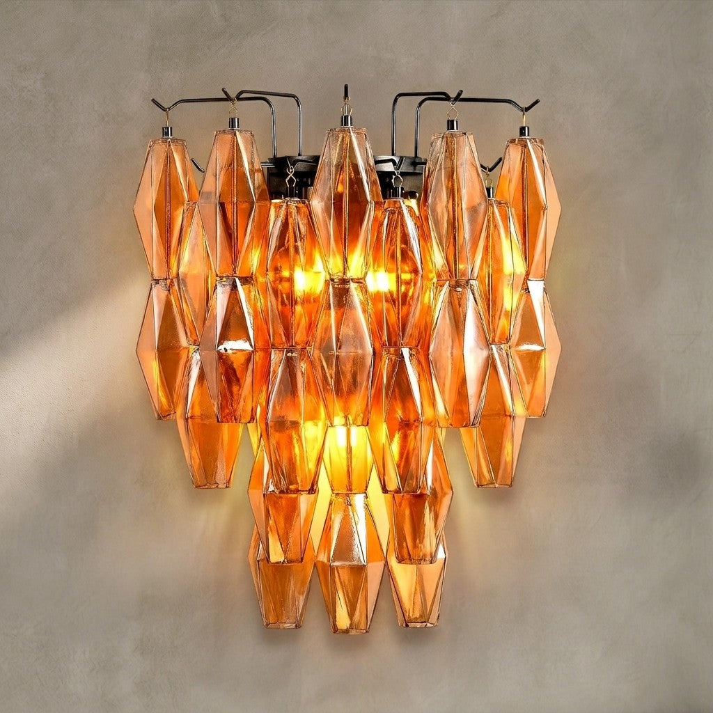 $800+ Purchase Gift | Amber Glass Wall Sconce 21.65"H