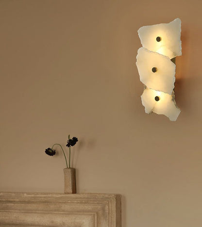 Art Decor Multiple Irregularity Shape LED Brass wall sconces White Alabaster Shade