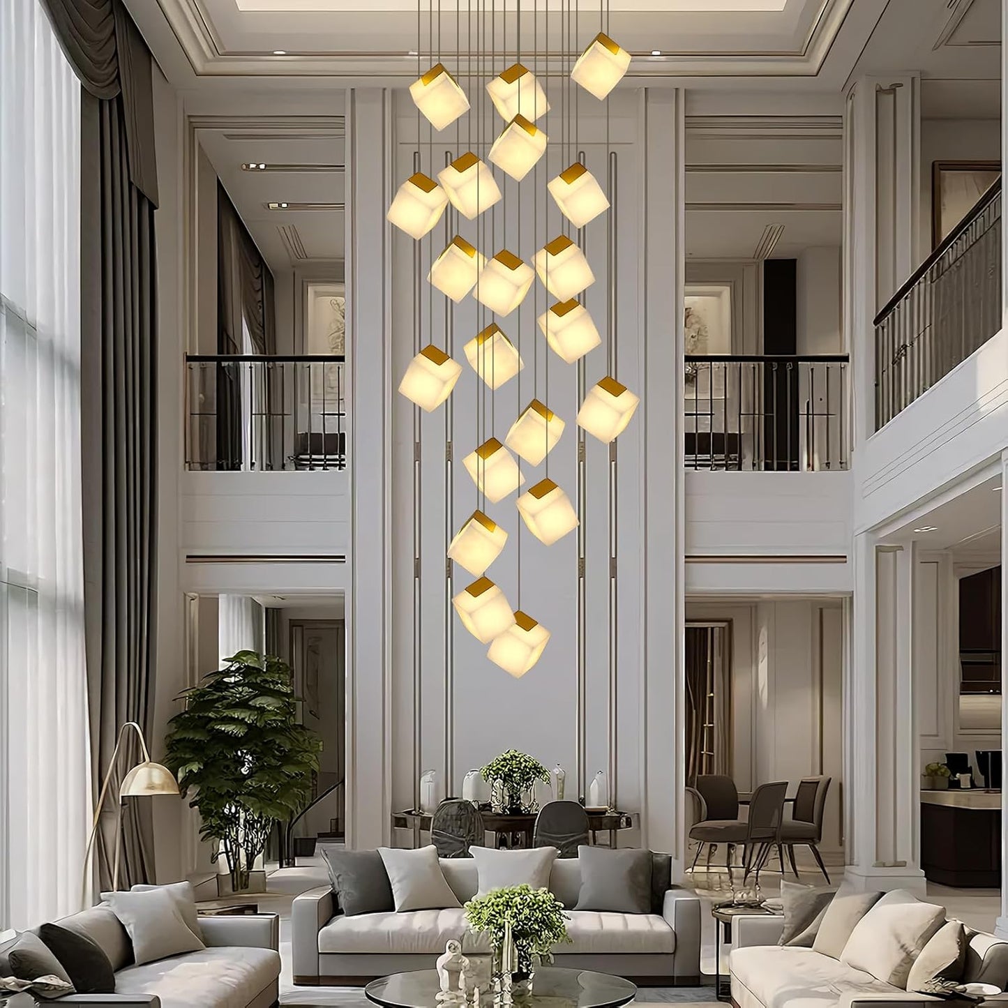 Emerson Alabaster-Box Round Chandelier 20" 24"