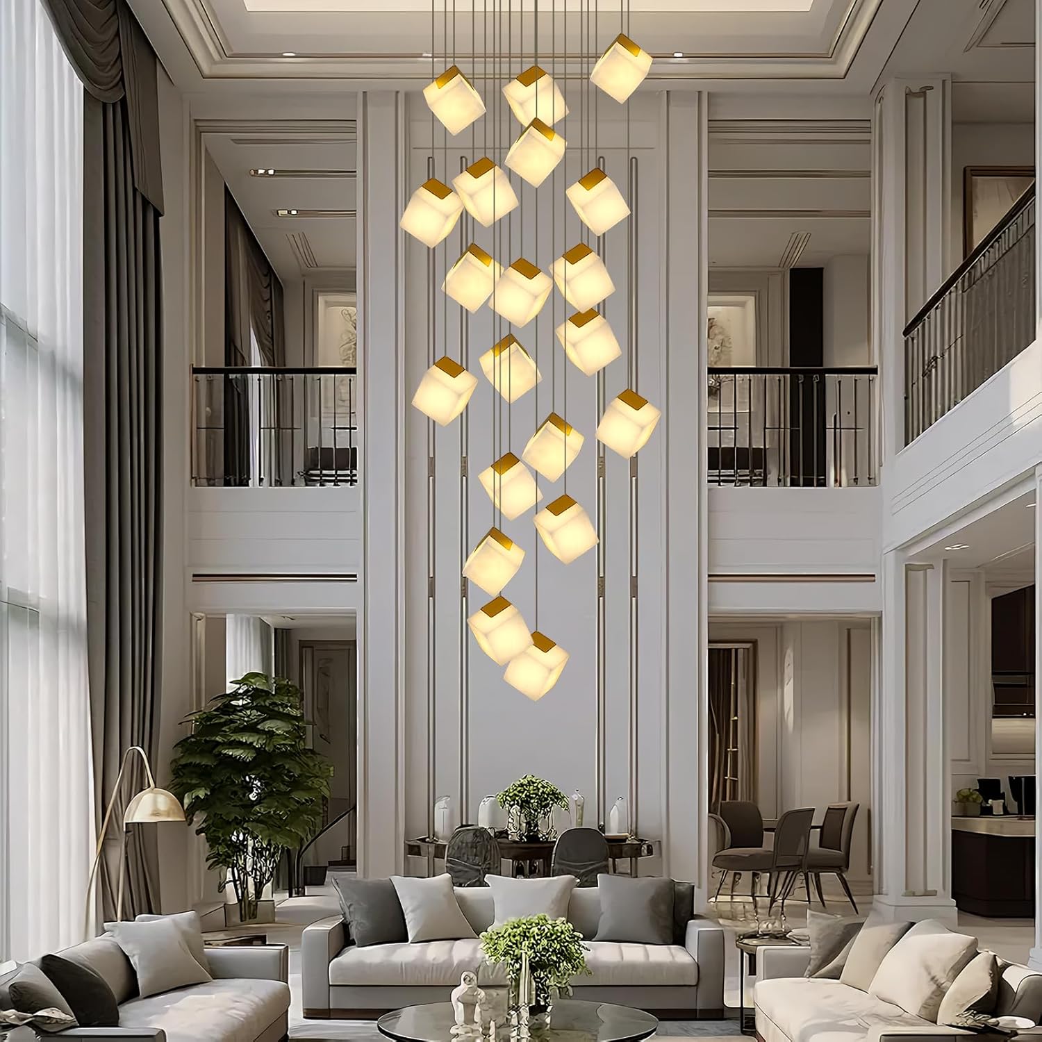 Emerson Alabaster-Box Round Chandelier 20" 24"