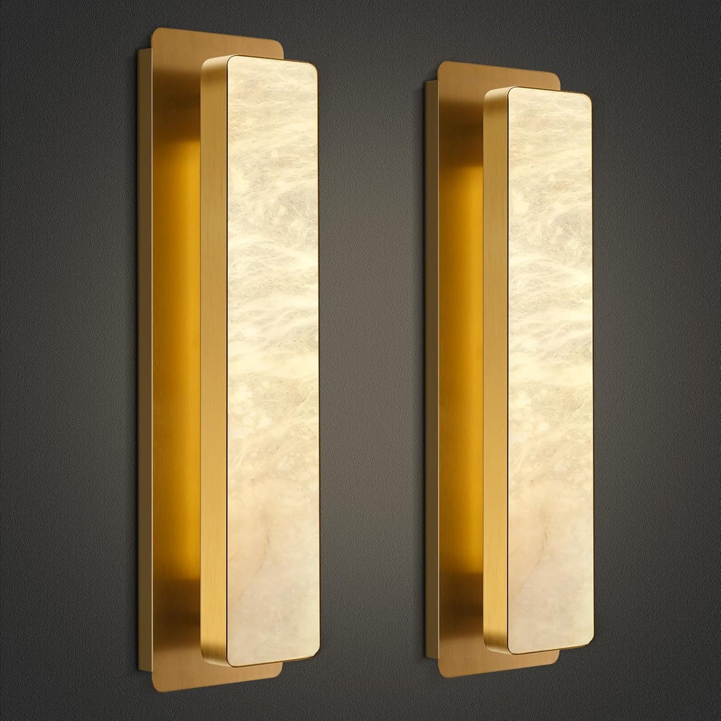 Melange Alabaster Rectangle Wall Sconces 20"