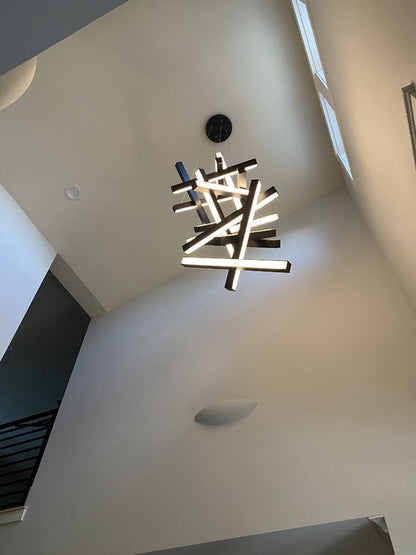 Modern Vertical Geometric Aluminum Chandelier for Staircase/Foyer/High-ceiling