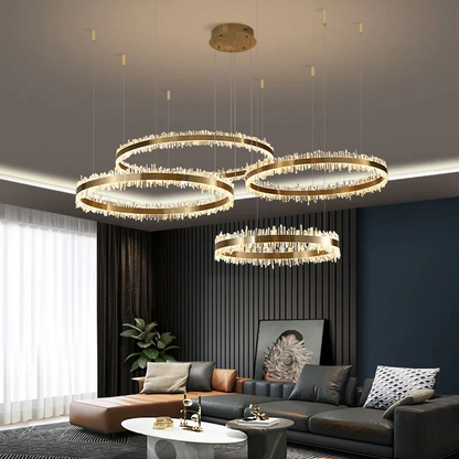 LA Modern Quartz Crystal Rings Chandelier