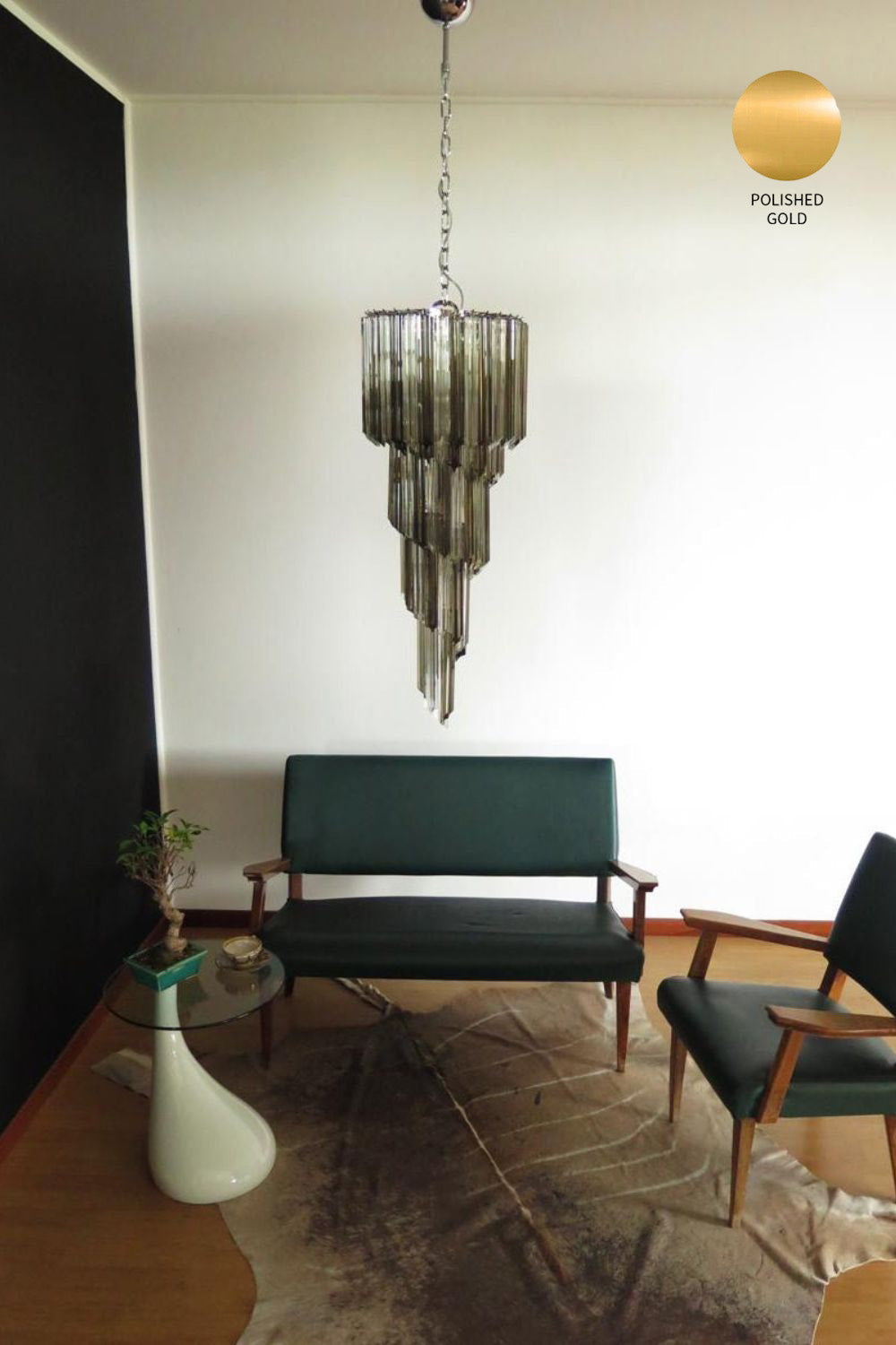1983 Smoked Glass Prism Chandelier - view 13 | morylighting