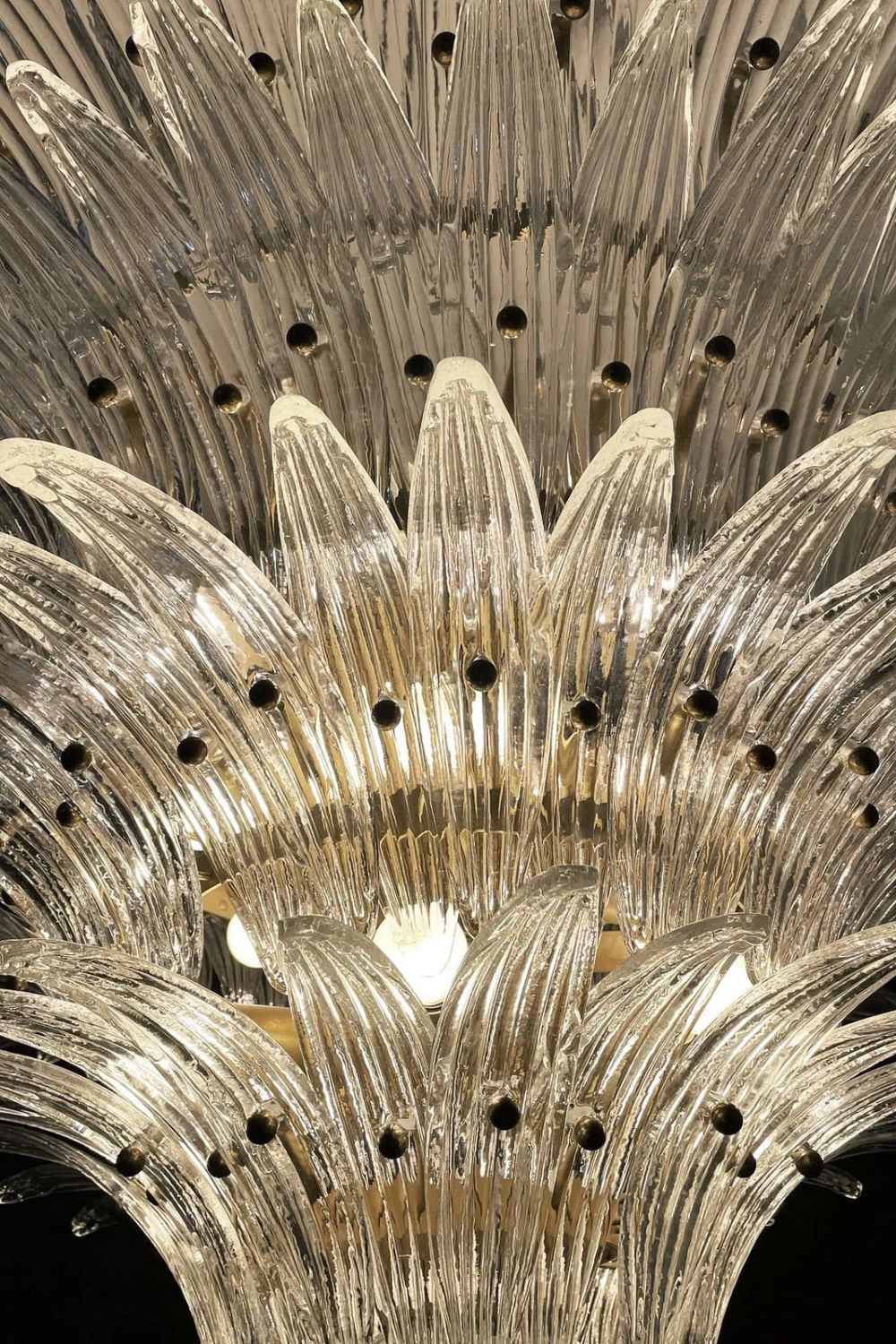 Art Palm Leaf 4-Tier Clear Glass Chandelier - view 7 | morylighting
