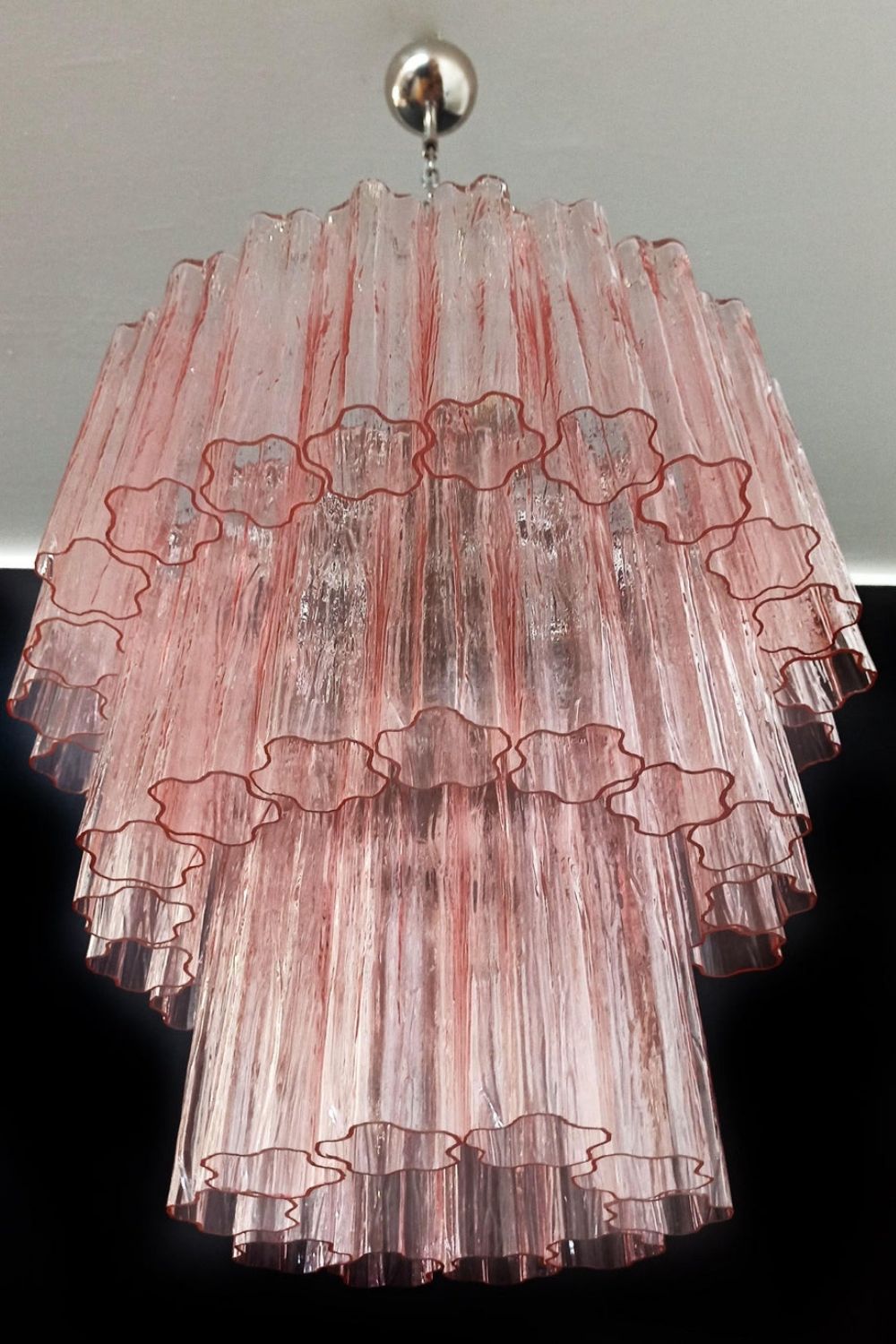 Art light pink glass tube chandelier - view 12 | morylighting