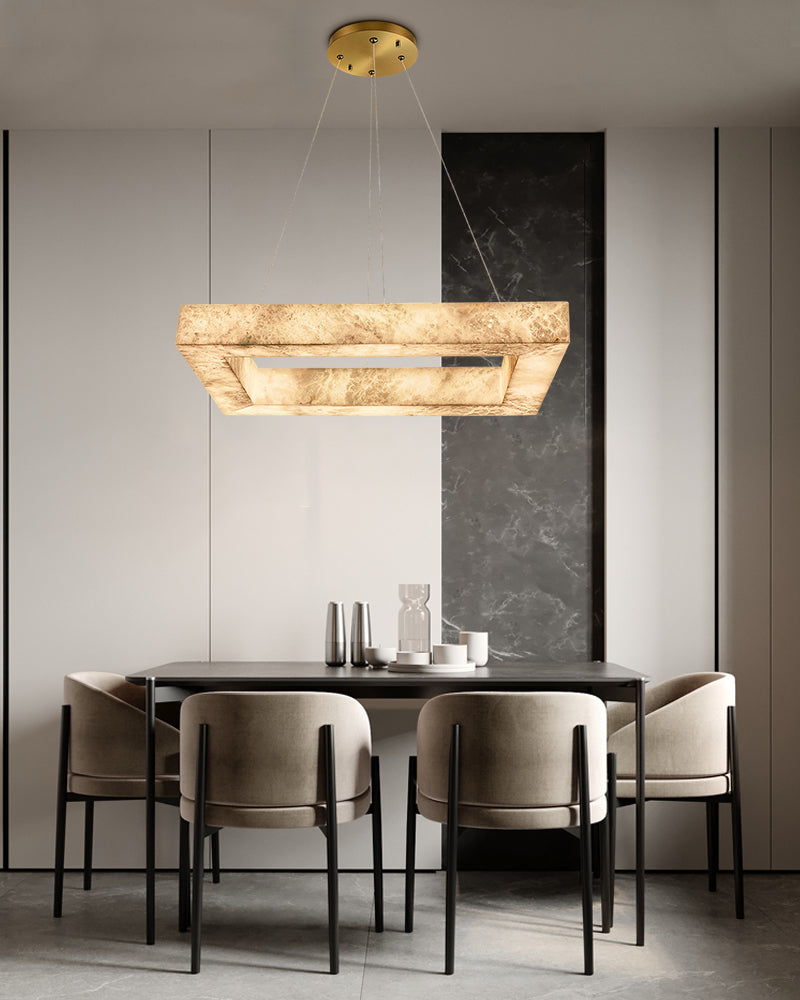 Square/Rectangle Large Alabaster Chandelier, 20" 24" 32" 40" 58" 60" 71" 79" Dia