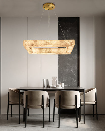 Square/Rectangle Large Alabaster Chandelier, 20" 24" 32" 40" 58" 60" 71" 79" Dia