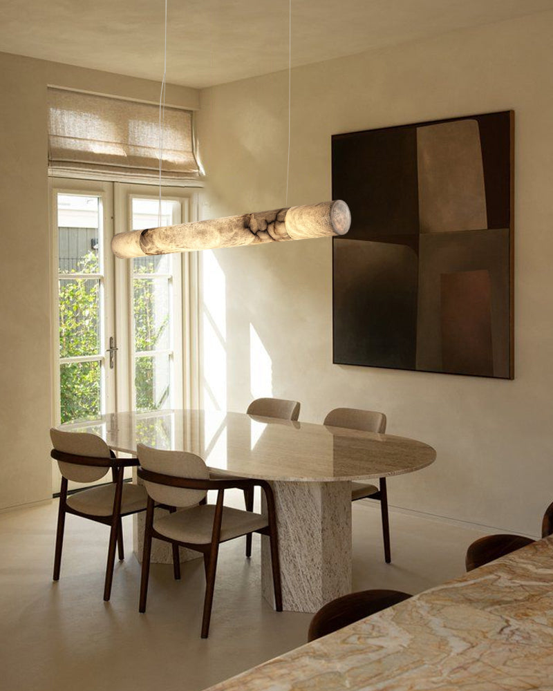 Minimalist Long Cord Ceiling Pendant Alabaster Lighting