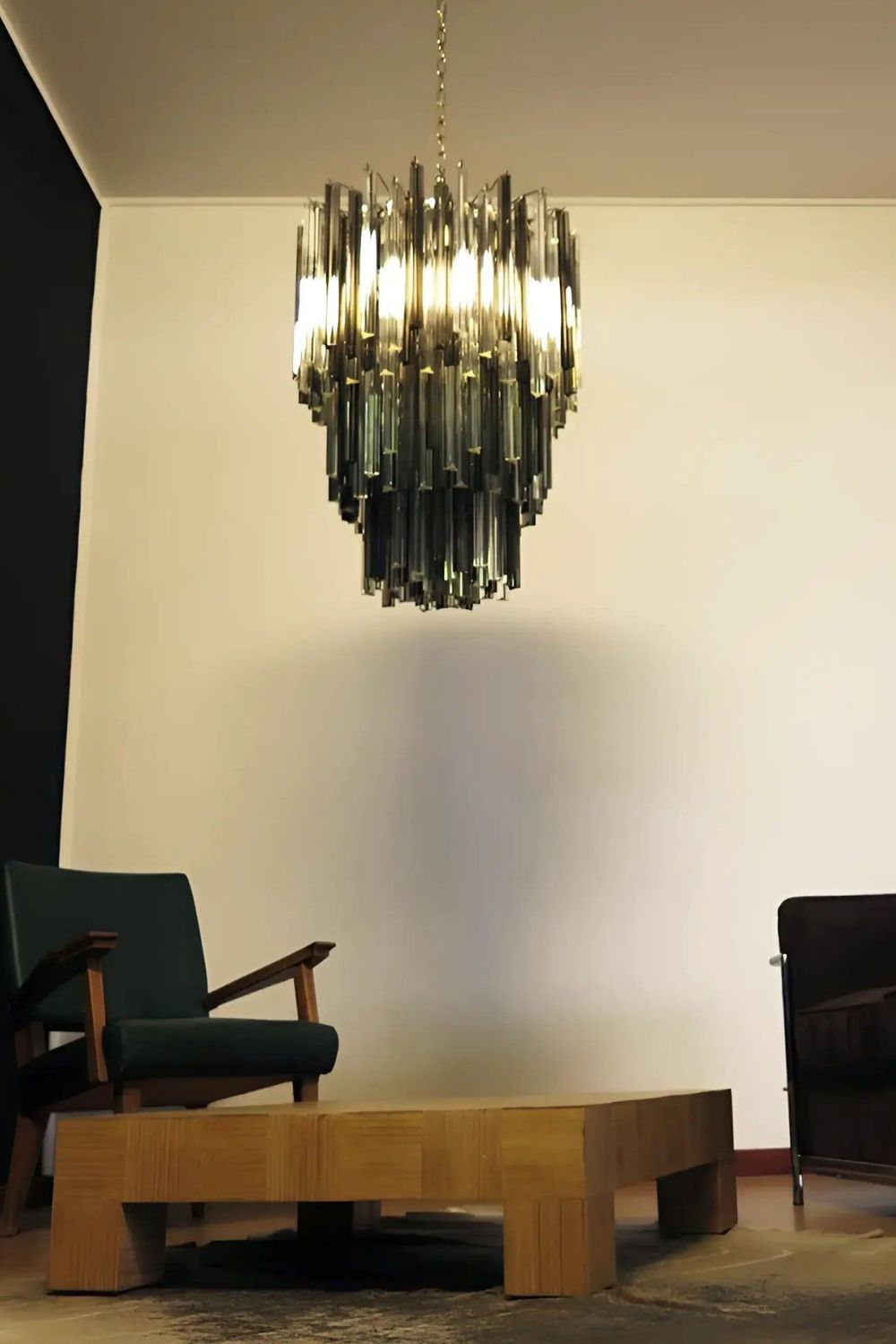 Smoked and Clear Art Glass Prism Chandelier - view 8 | morylighting