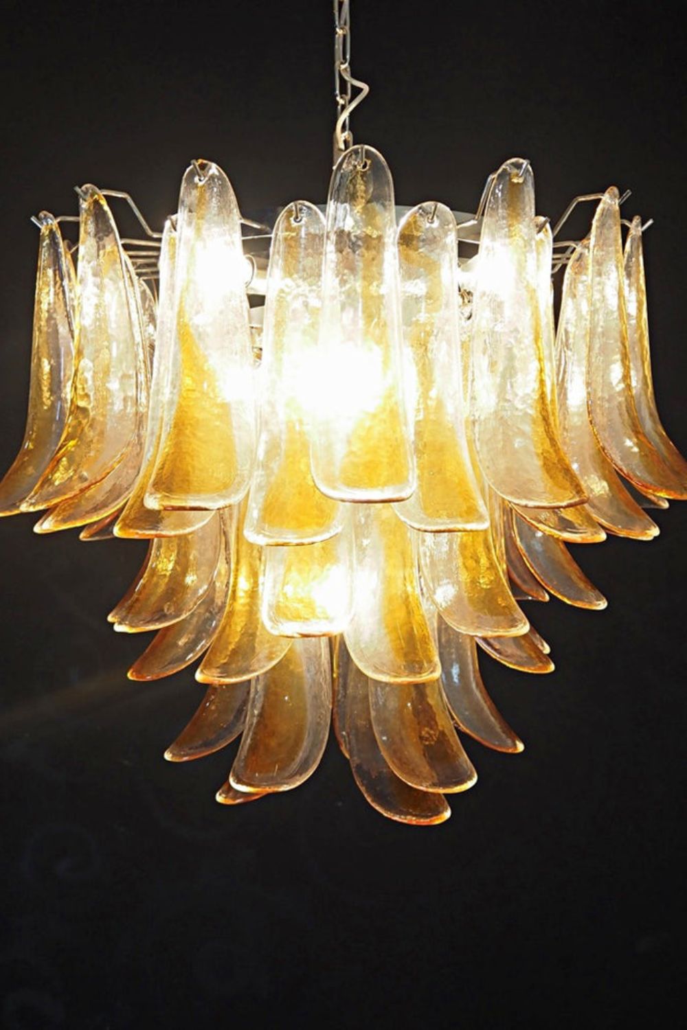 Mazzega Amber Glass Petal Chandelier - view 9 | morylighting