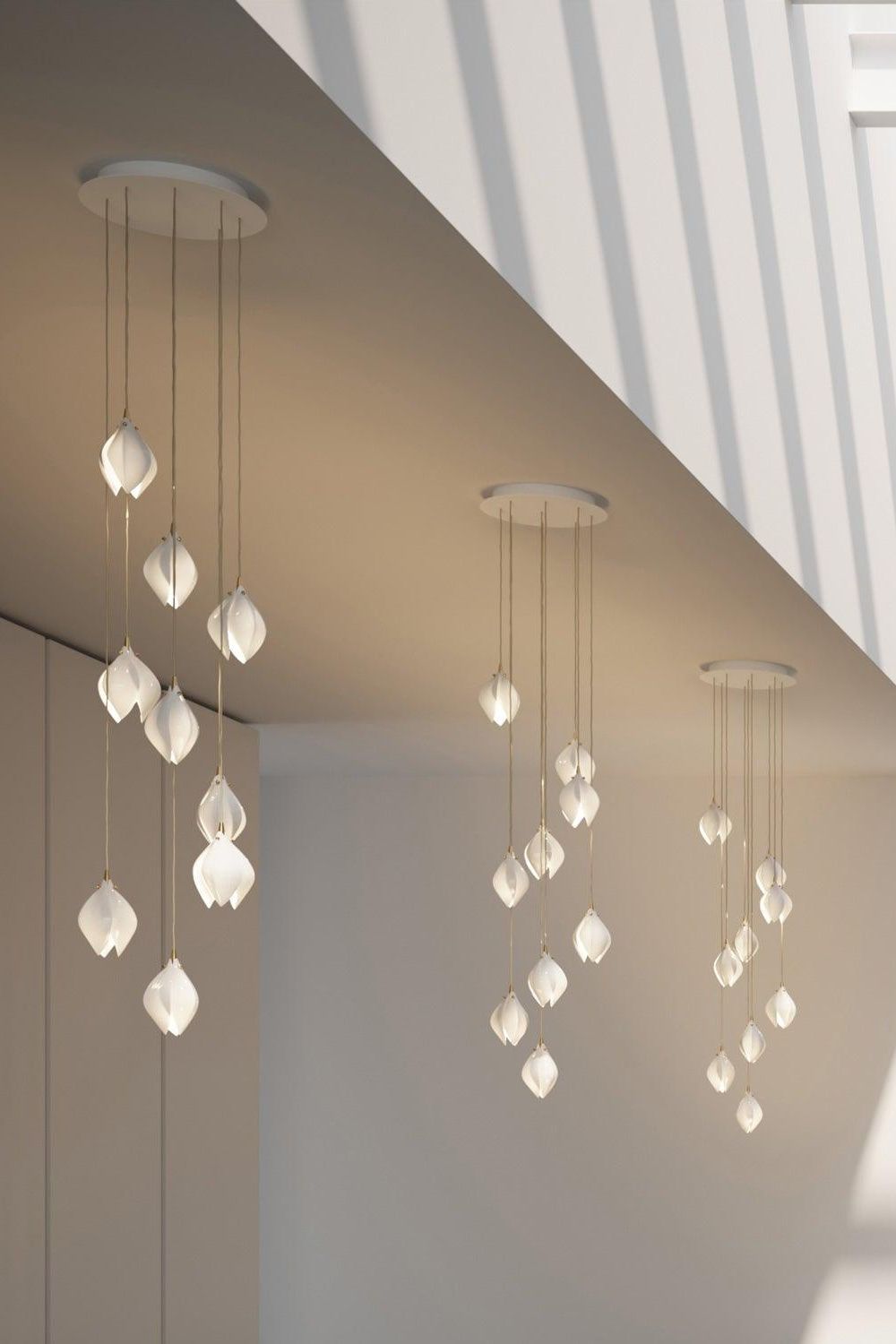 Gold Stem Ceramic Flower Chandelier - view 17 | morylighting