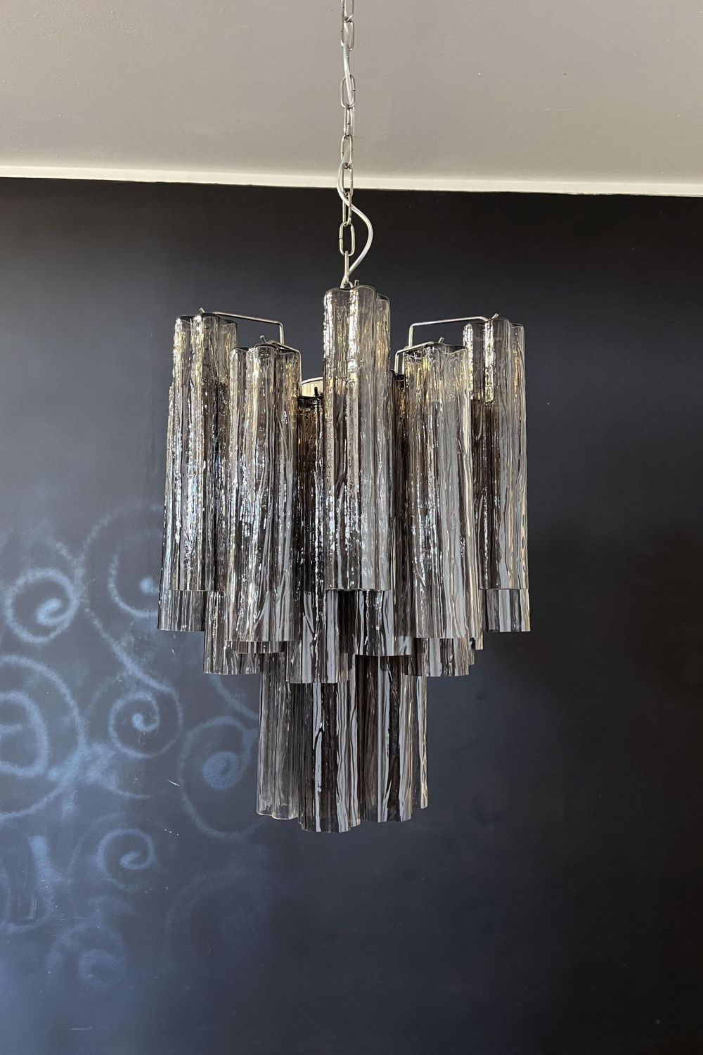 Vintage Smoked Glass Tube Chandelier - view 13 | morylighting