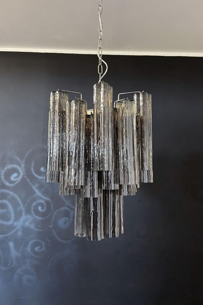 Vintage Smoked Glass Tube Chandelier - view 13 | morylighting