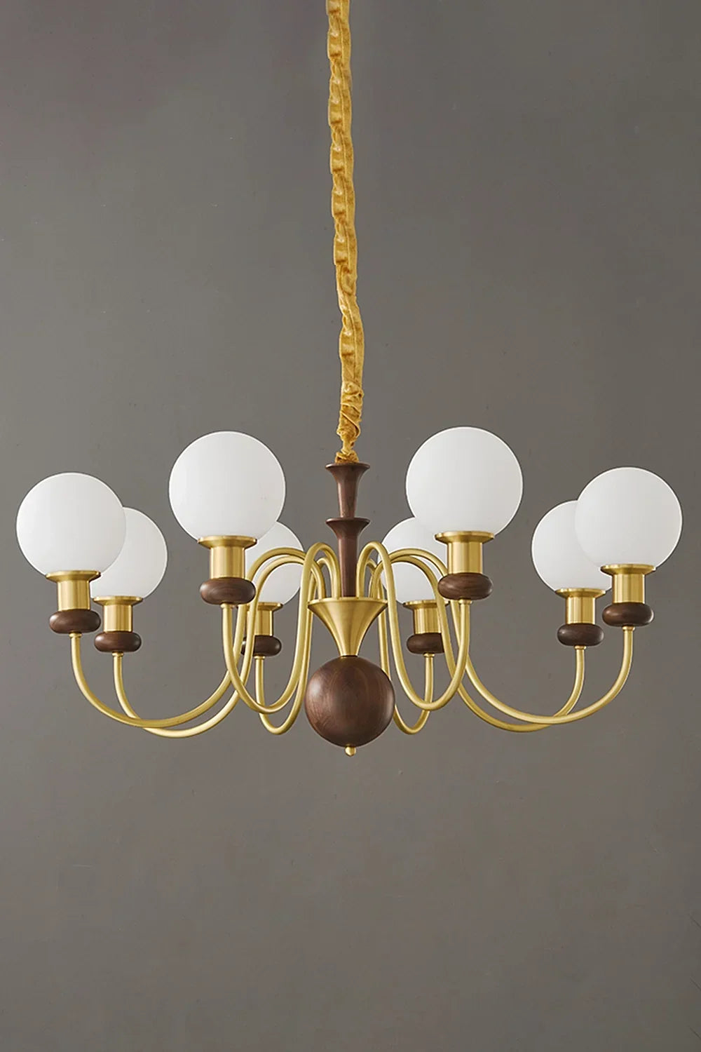 Vintage Walnut Wood Globe Chandelier - view 6 | morylighting