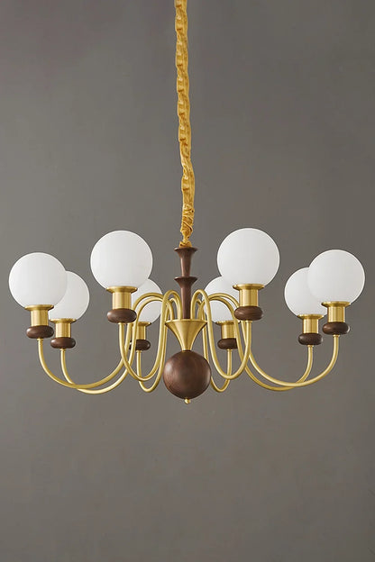 Vintage Walnut Wood Globe Chandelier - view 6 | morylighting