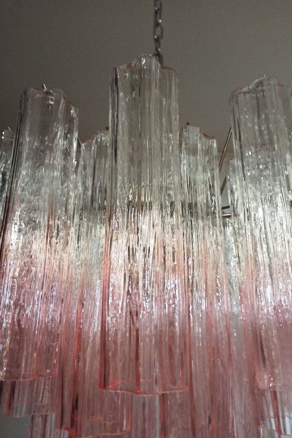 Pink Gradient Art Glass Tube Chandelier - view 10 | morylighting