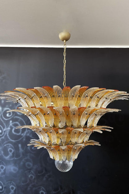 Amber and Clear Art Glass Palmette Chandelier - view 7 | morylighting