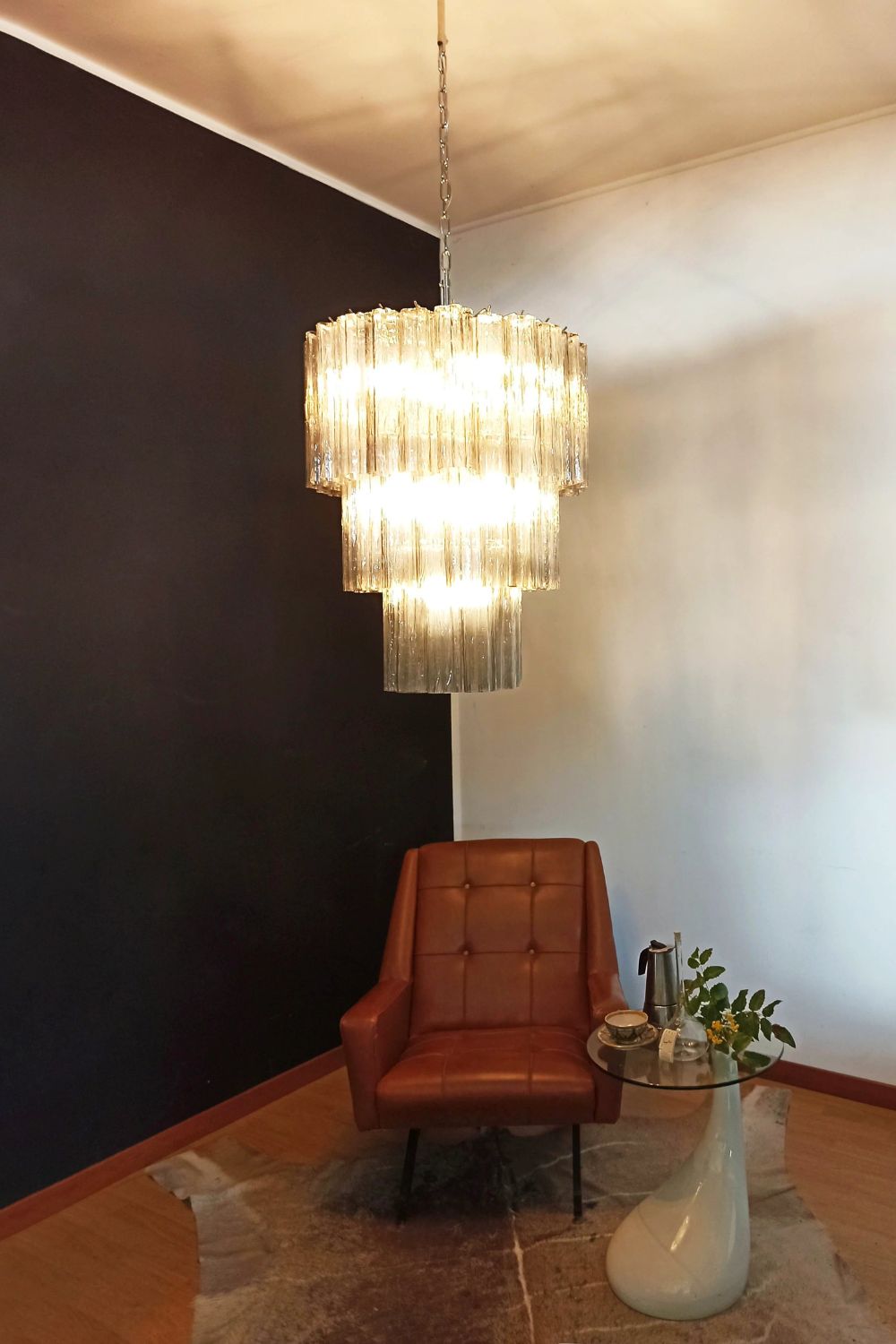 Art Smoked Glass Tube Chandelier - view 2 | morylighting
