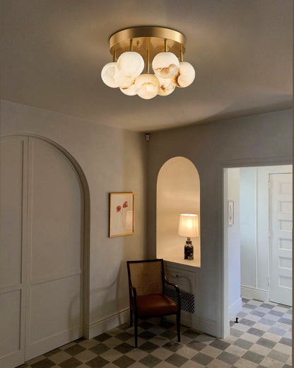 Alabaster Semi Flush Mount with Etched Opal Marble Shades