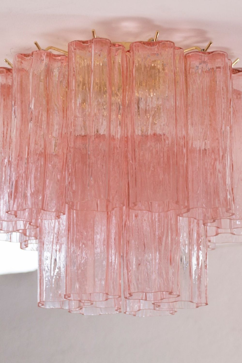 Vintage Pink Murano Tronchi Glass Ceiling Light - view 8 | morylighting