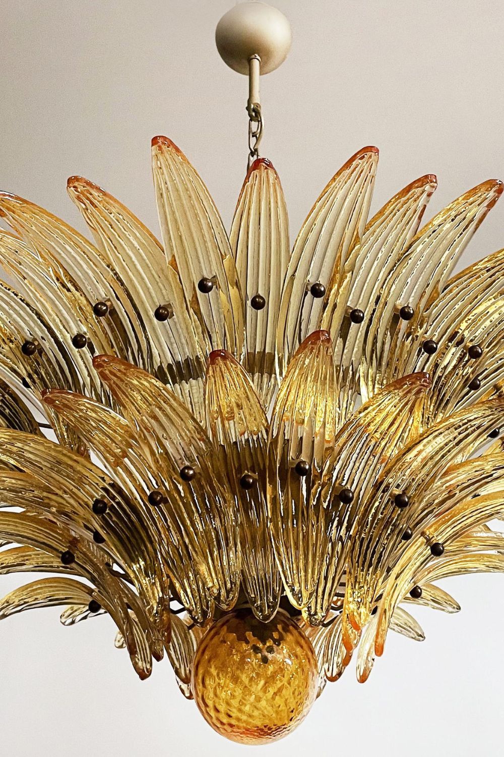 Amber Art Glass Palmette  Chandelier - view 7 | morylighting