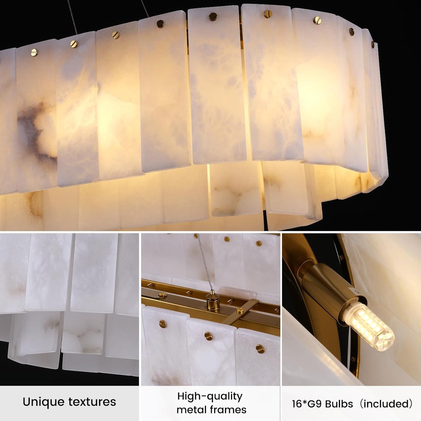 2-Tiers Oval Modern Dining Room Chandelier 53"L