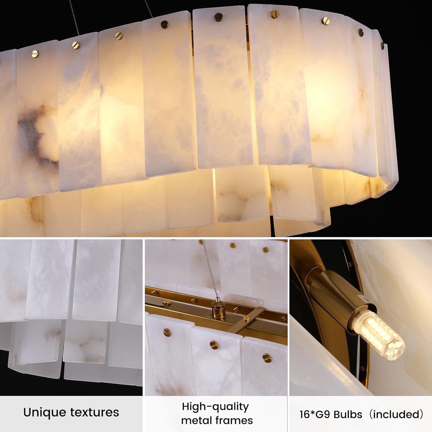 2-Tiers Oval Modern Dining Room Chandelier 53"L