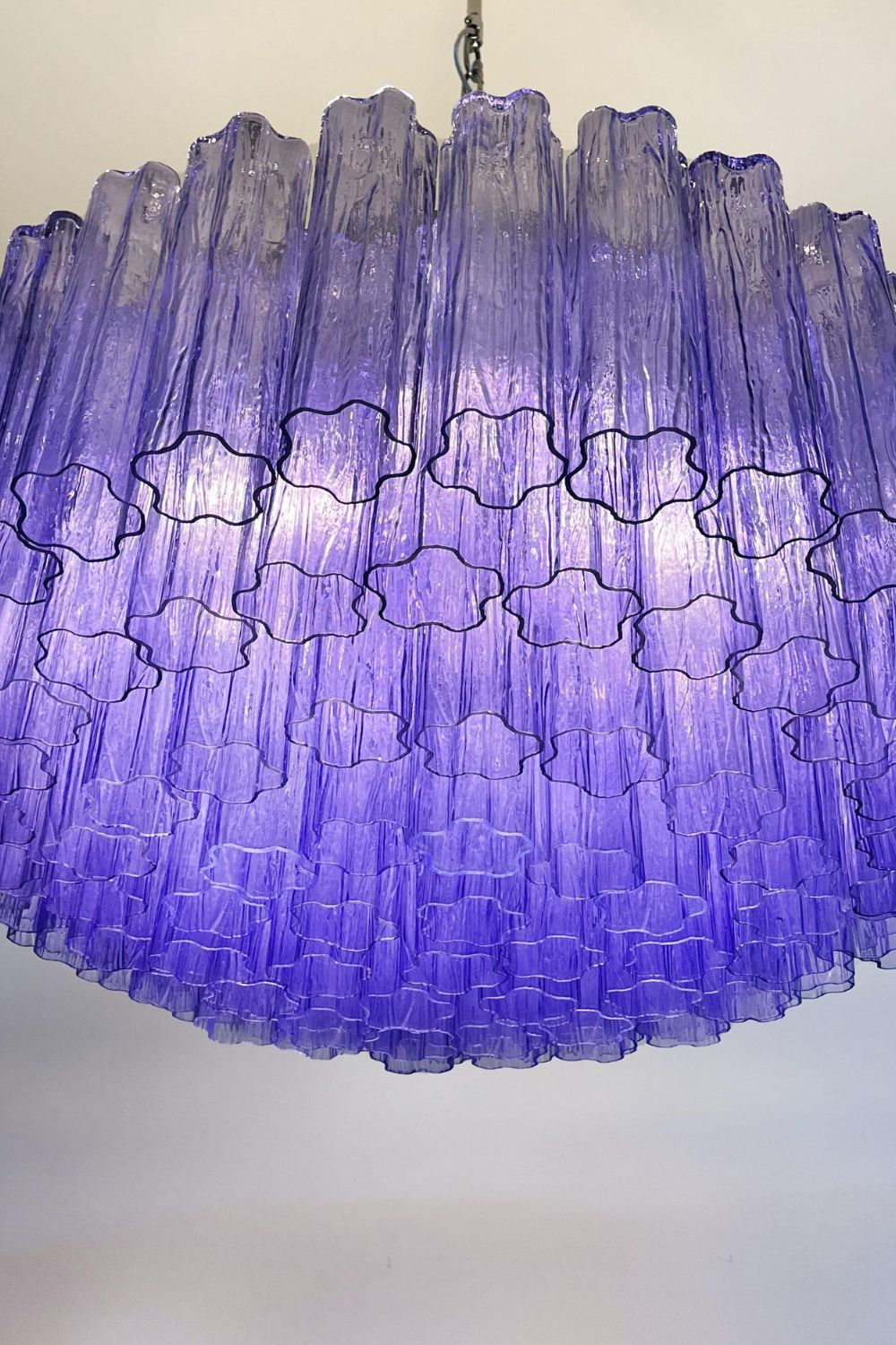 Italian Modernist Purple Art Glass Tube Chandelier - view 15 | morylighting