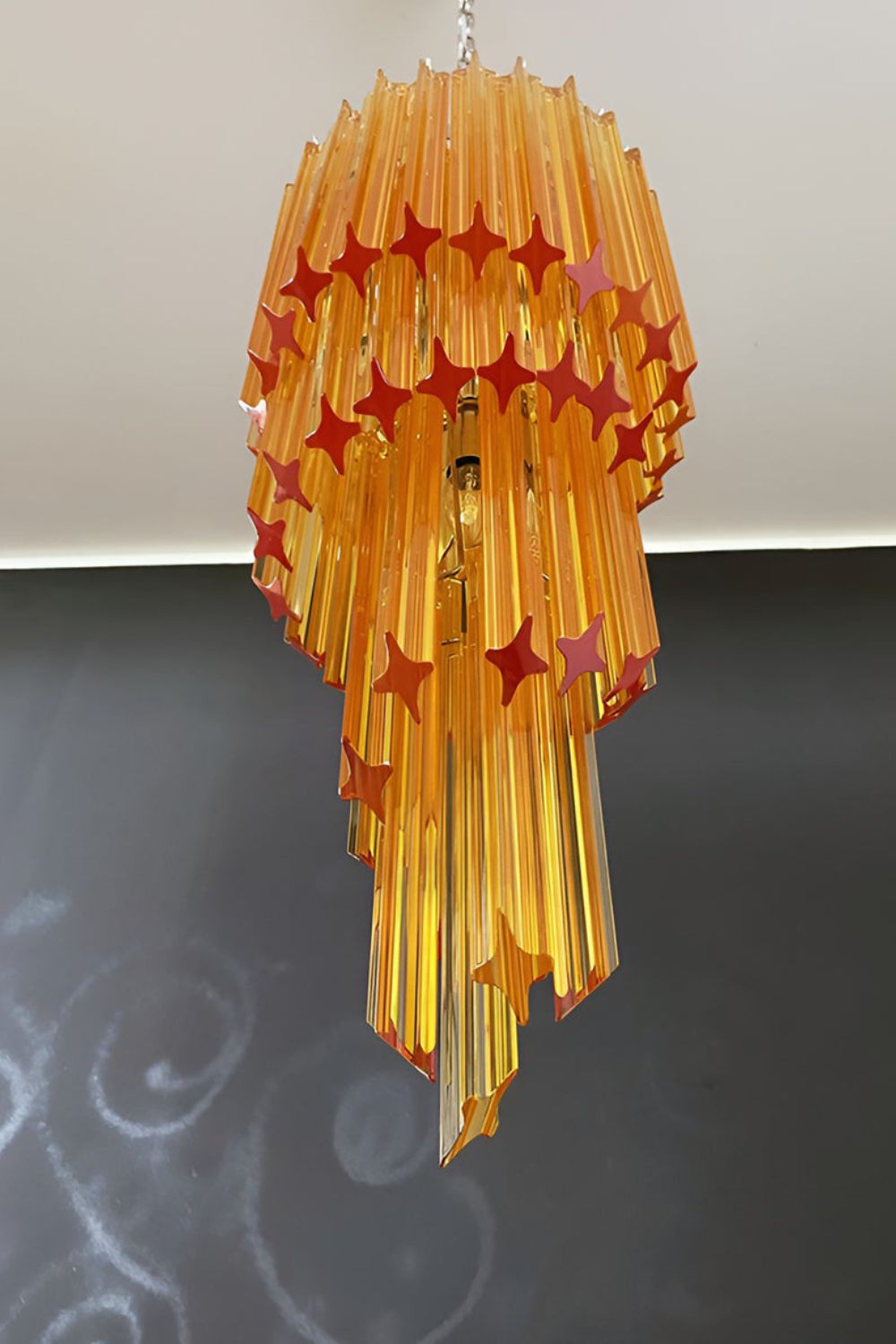 Amber Murano Glass Prism Spiral Chandelier - view 11 | morylighting