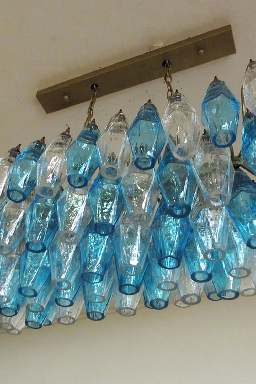 Vintage blue and clear glass Art Poliedri chandelier - view 8 | morylighting