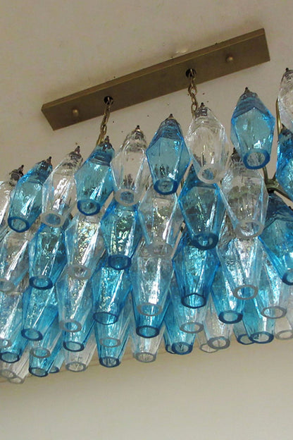 Vintage blue and clear glass Art Poliedri chandelier - view 8 | morylighting