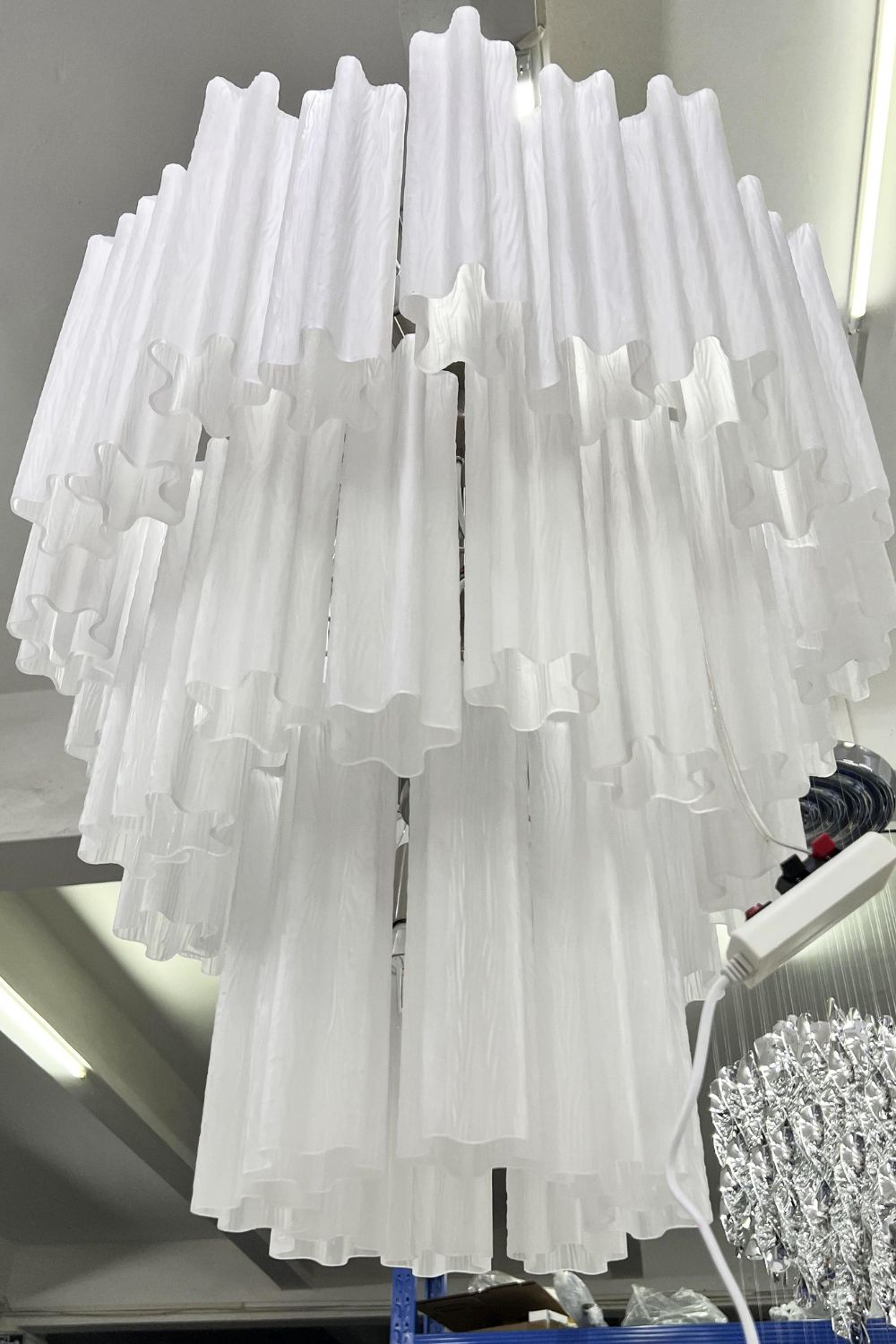 Three-tier Art frosted white glass chandelier - view 12 | morylighting