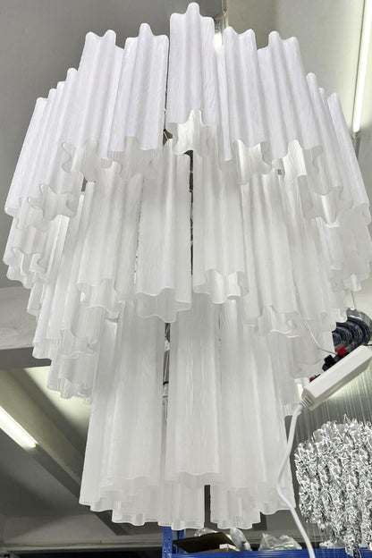Three-tier Art frosted white glass chandelier - view 12 | morylighting