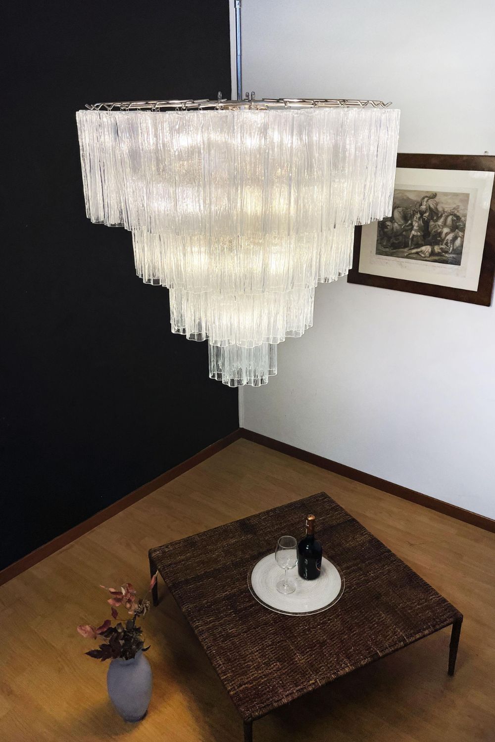 Art clear glass tiered chandelier - view 8 | morylighting
