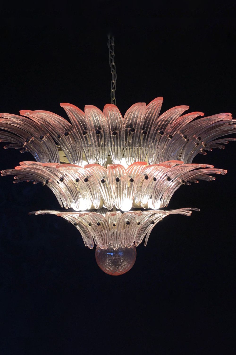 Art Vintage Palm Pink Triple Glass Chandelier - view 7 | morylighting