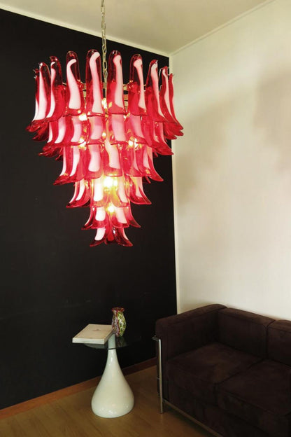 Mid-Century Red Art Glass Petal Chandelier - view 7 | morylighting