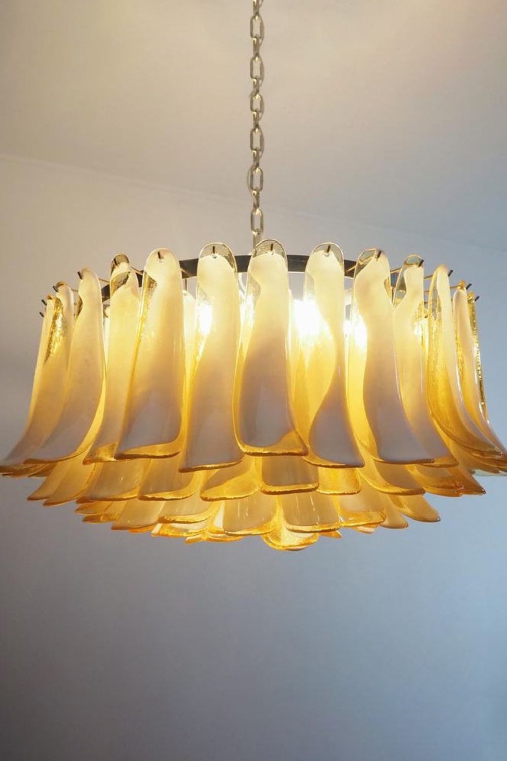 Amber Art Glass Petal Chandelier - view 5 | morylighting