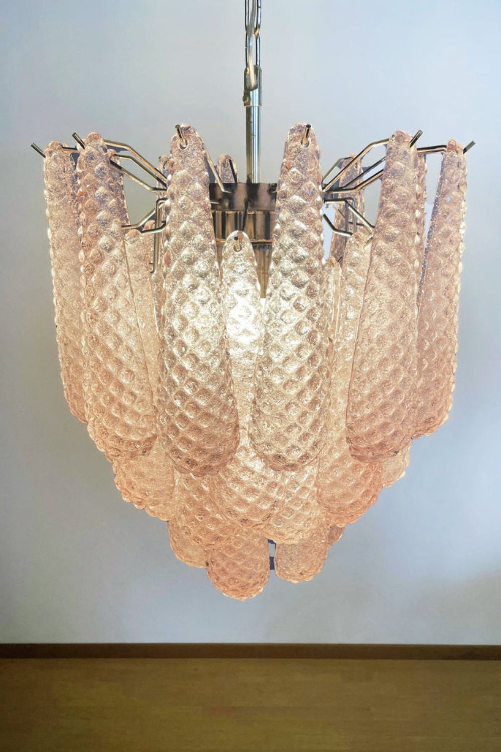 Pink Art Glass Teardrop Chandelier - view 9 | morylighting
