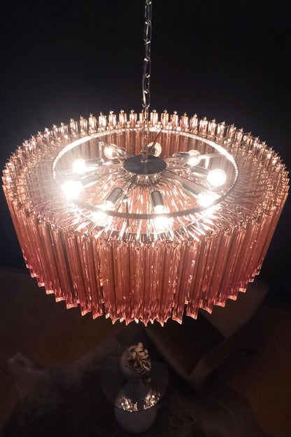 Large pink Art Triedri glass prism chandelier - view 9 | morylighting