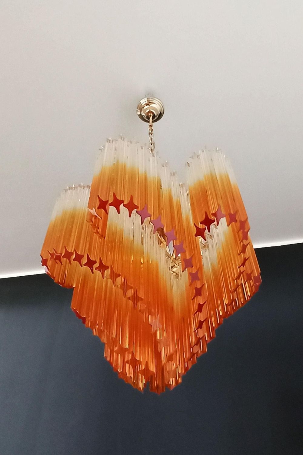 Shaded Amber Art Crystal Prism Chandelier - view 5 | morylighting
