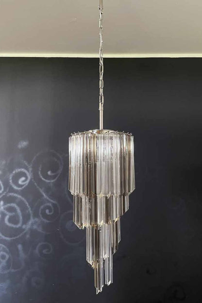 Vintage Smoked Art Glass Prism Spiral Chandelier - view 7 | morylighting