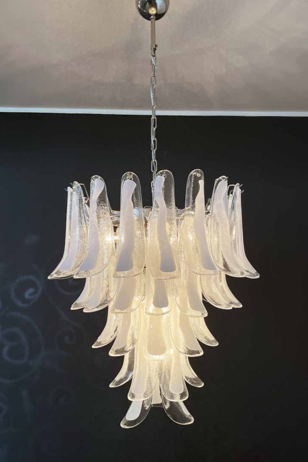 Clear Art Glass Petal Chandelier - view 7 | morylighting