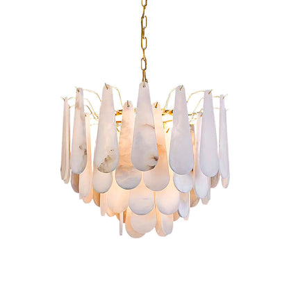 Alabaster Feathery Chandelier 21.7"D 31.5"D