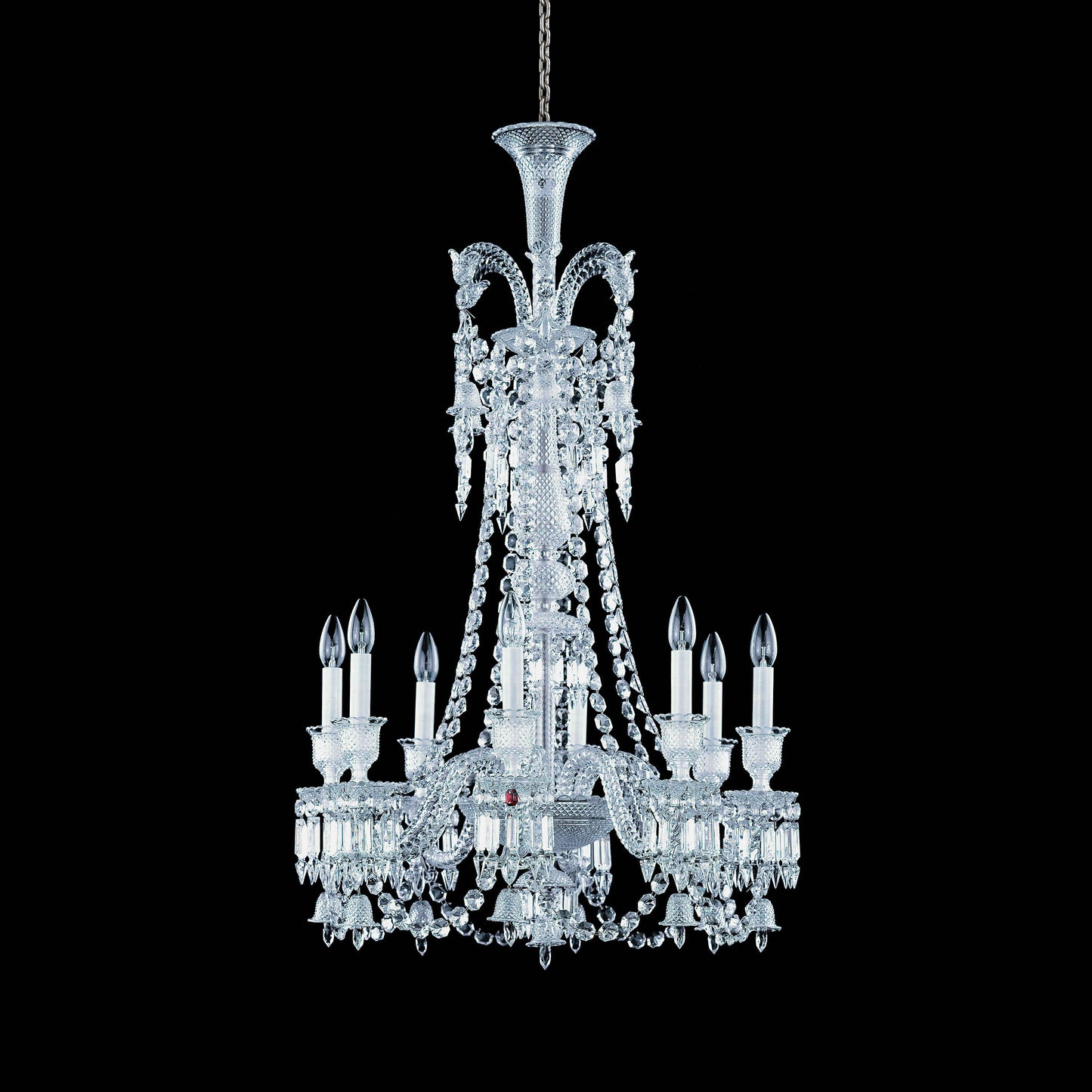 Light Luxury Classic Long Version Tiered Candle Light Crystal Chandelier for High-ceiling Rooms/Living Room