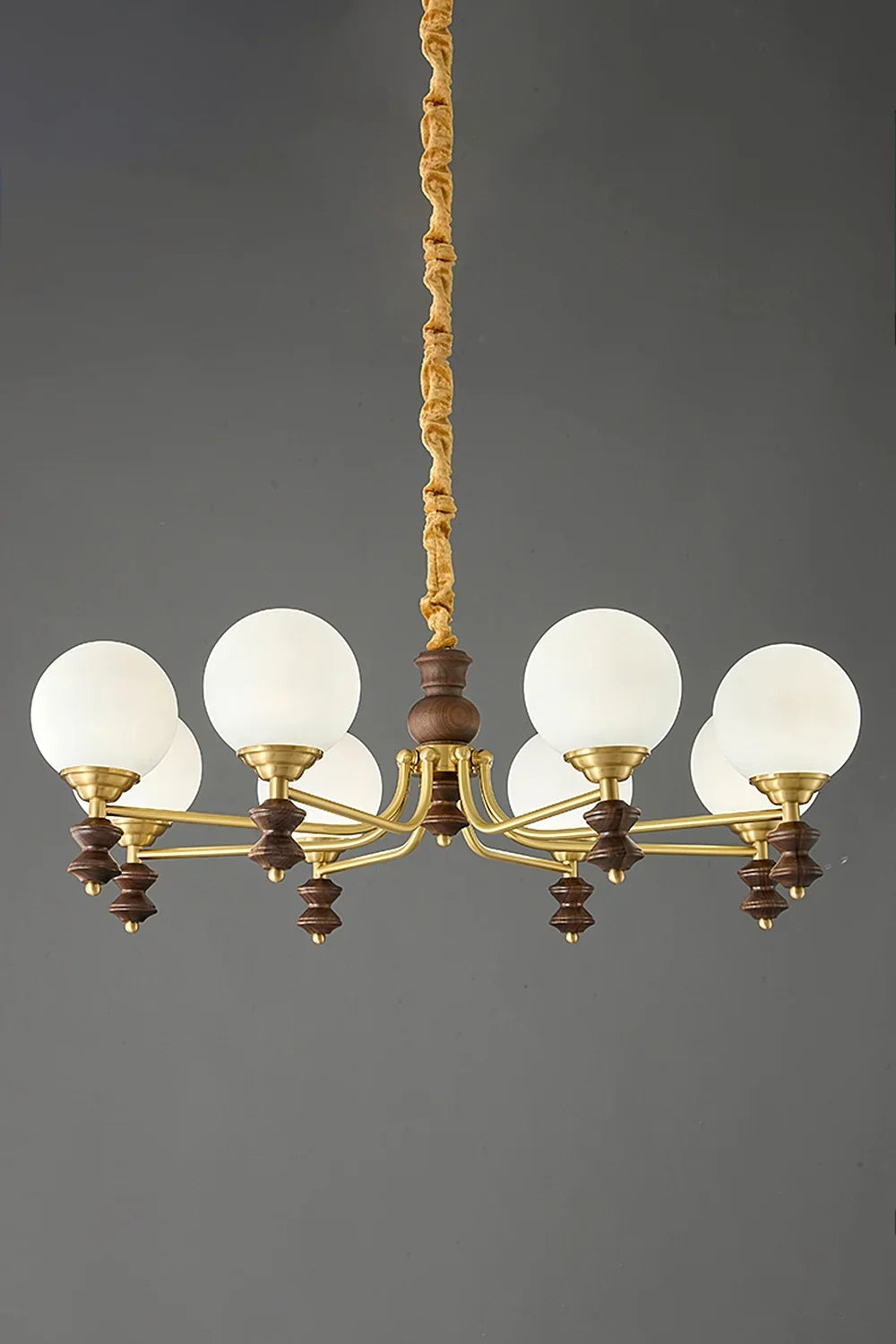 Vintage Globe Walnut Wood Chandelier - view 9 | morylighting
