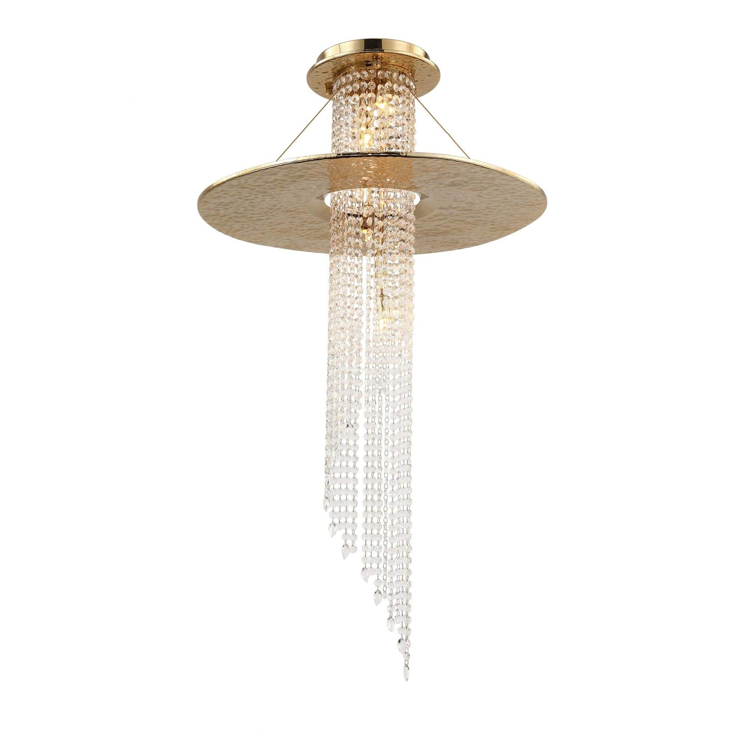 LA Angelina Flushmount Brass Crystal Pendant Chandelier