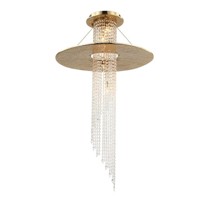 LA Angelina Flushmount Brass Crystal Pendant Chandelier