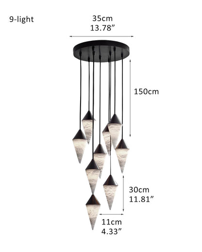 12 light Conical Cluster Minimalist Design Alabaster Pendant Light