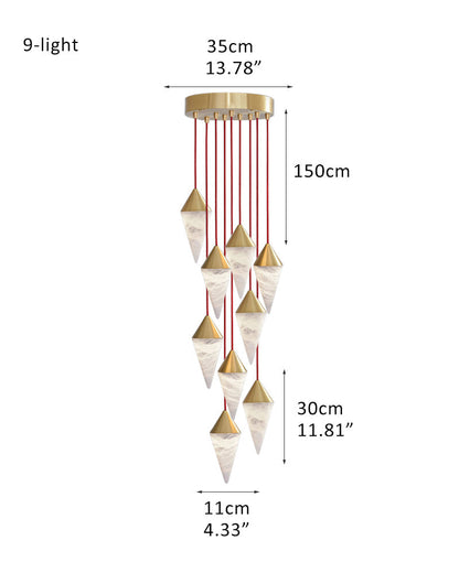 12 light Conical Cluster Minimalist Design Alabaster Pendant Light